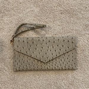 Faux leather grey/beige envelope clutch